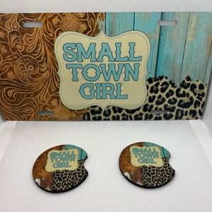 Car tag & matching coaster set - Small Town Girl